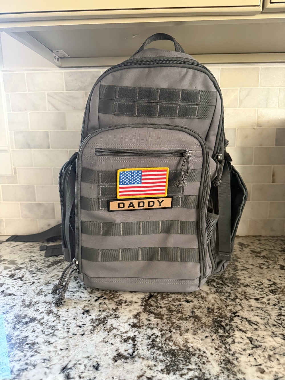 Tactical Gray Men's Backpack with 'Daddy' Patch
